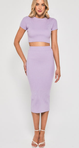 Lilac Pop Knit set (top and skirt)