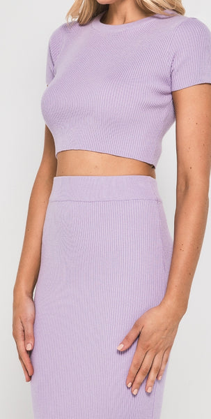 Lilac Pop Knit set (top and skirt)