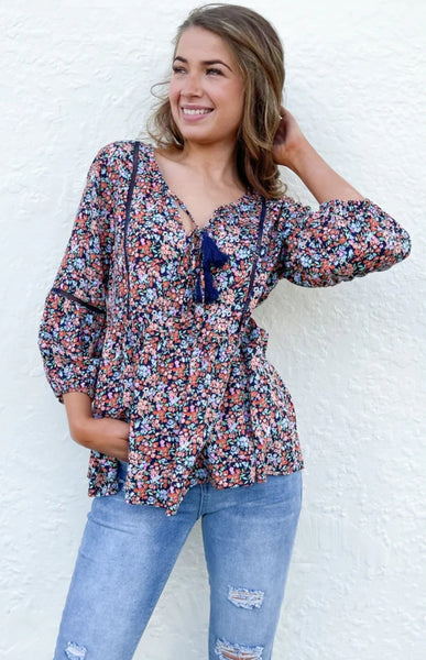 Ditsy Floral Peplum Top