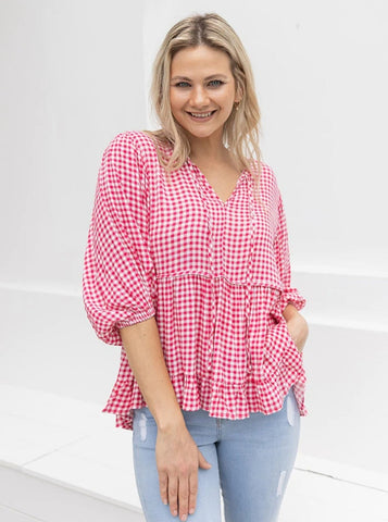 Candy cane Gingham Top