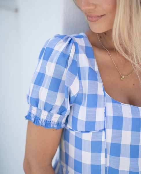 Lucy Gingham Dress Blue