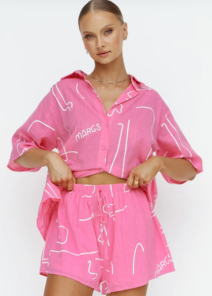 Margs Pink Shirt Short Set
