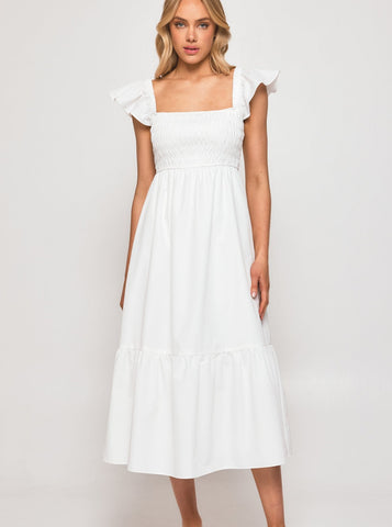 Helene white Midi Dress